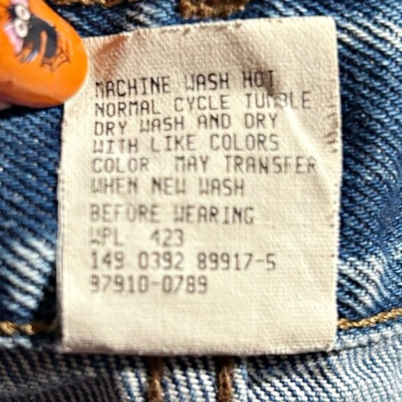 Vintage 90s Levi's Blue Denim Button Up Mini Skirt~7~ - Picture 7 of 7